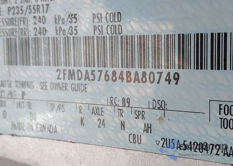 2004 Ford Freestar Ses z USA, uszkodzony, nr VIN 2FMDA57684BA80749